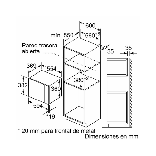Microondas integrable con grill SIEMENS BE555LMS0 25 L 900 W Acero inoxidable