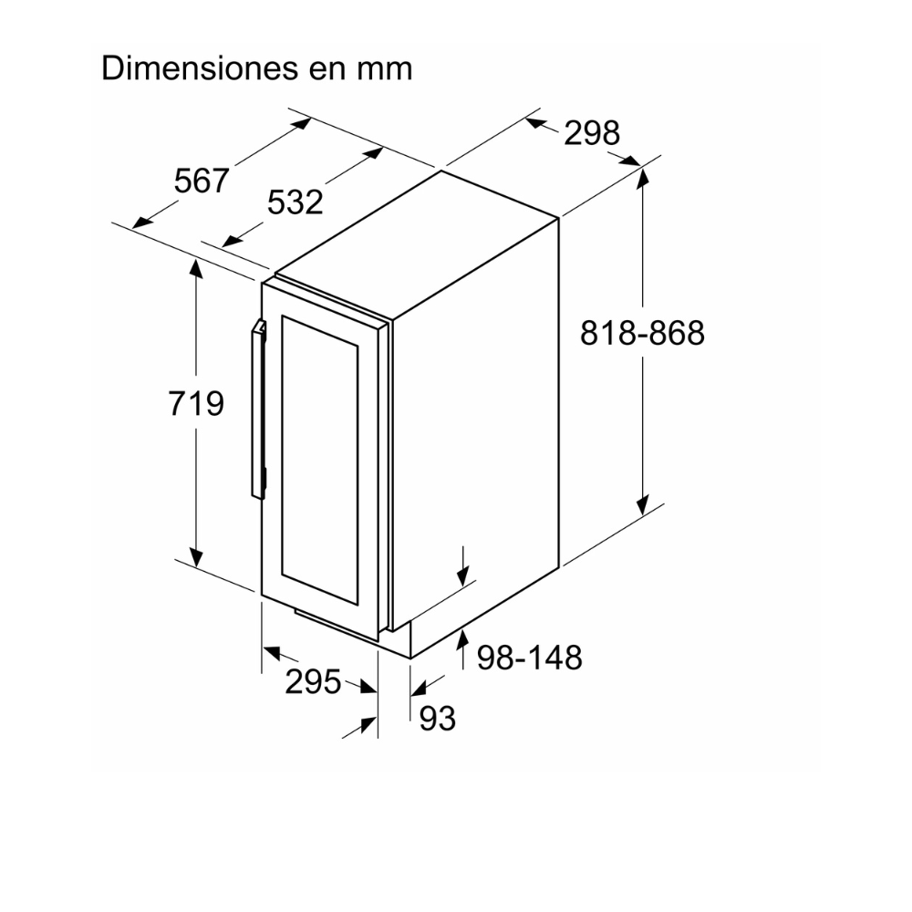 Vinoteca integrable entre muebles BALAY 3WUF073B 81,8 x 29,8 cm 21 botellas de 75cl. Negro