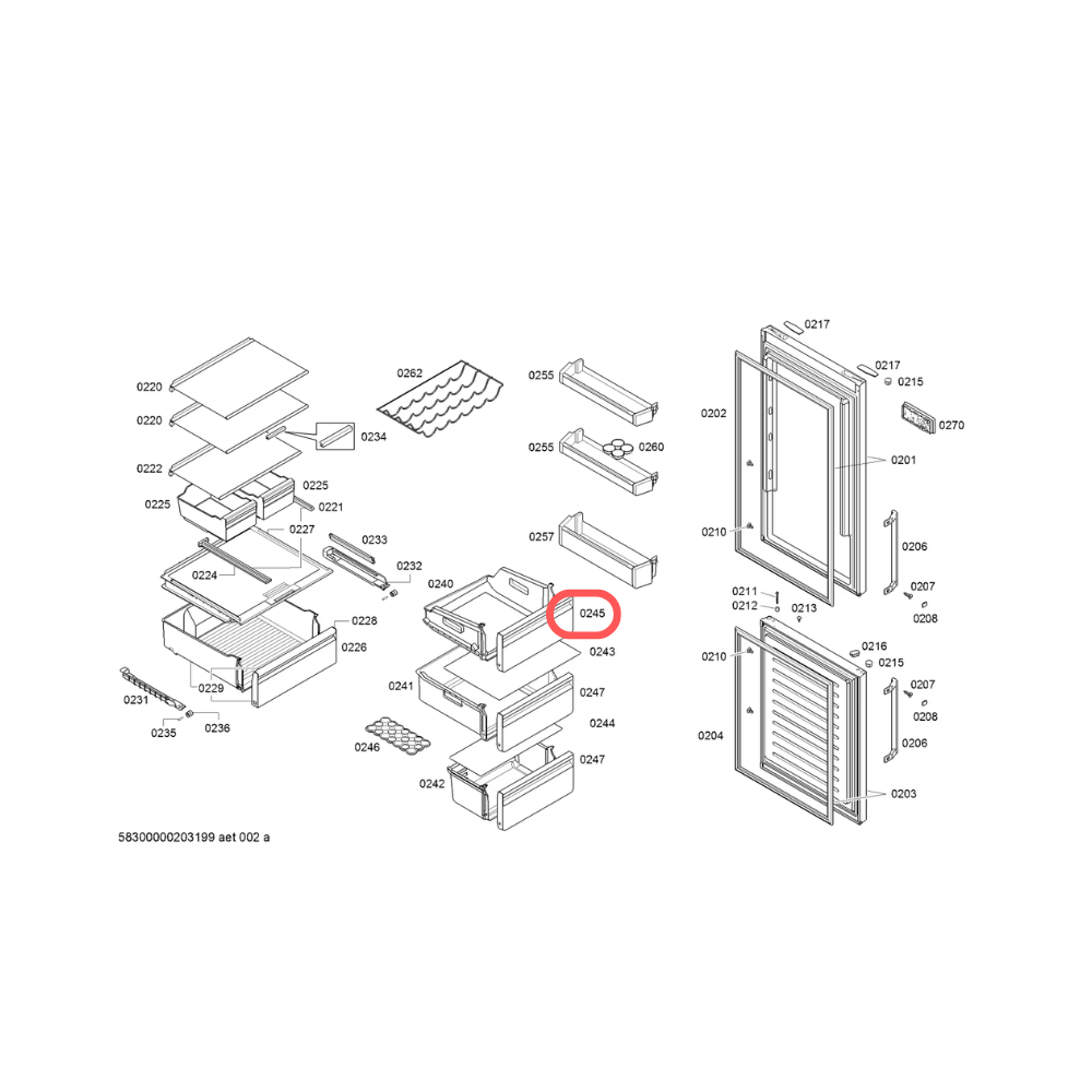 Frente embellecedor cajón superior congelador frigorífico Bosch