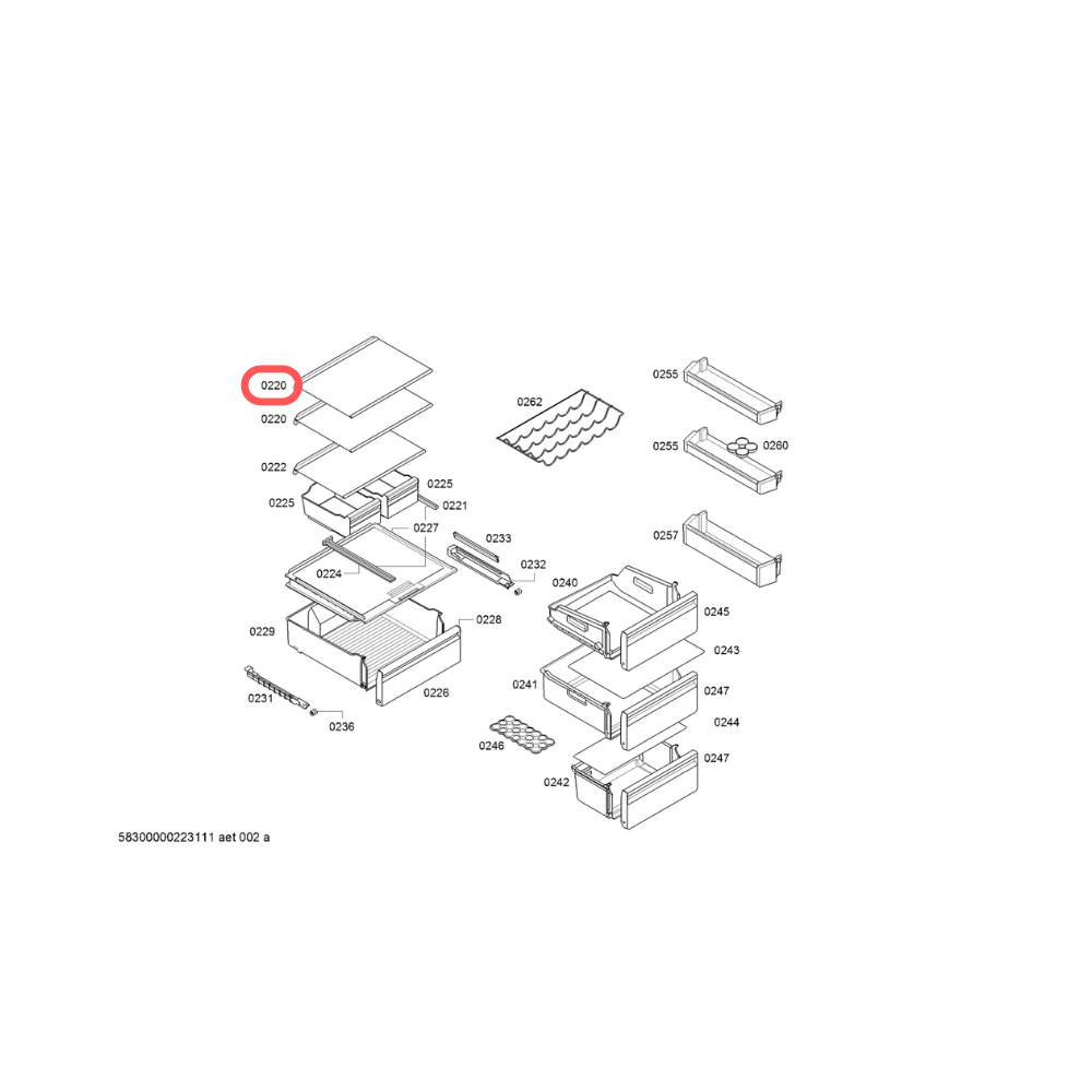 Estante de Vidrio frigorífico Bosch