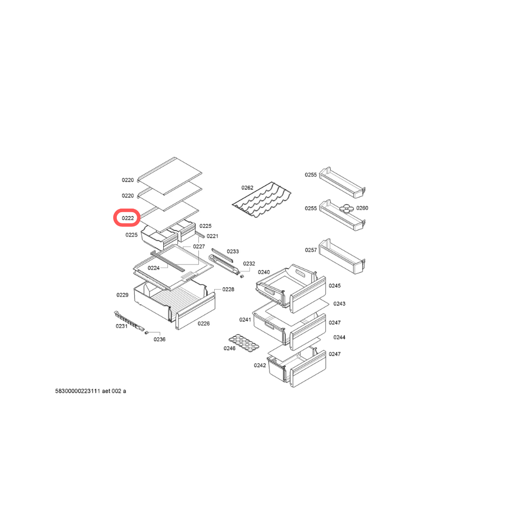 Estante de Vidrio pequeño frigorífico Bosch