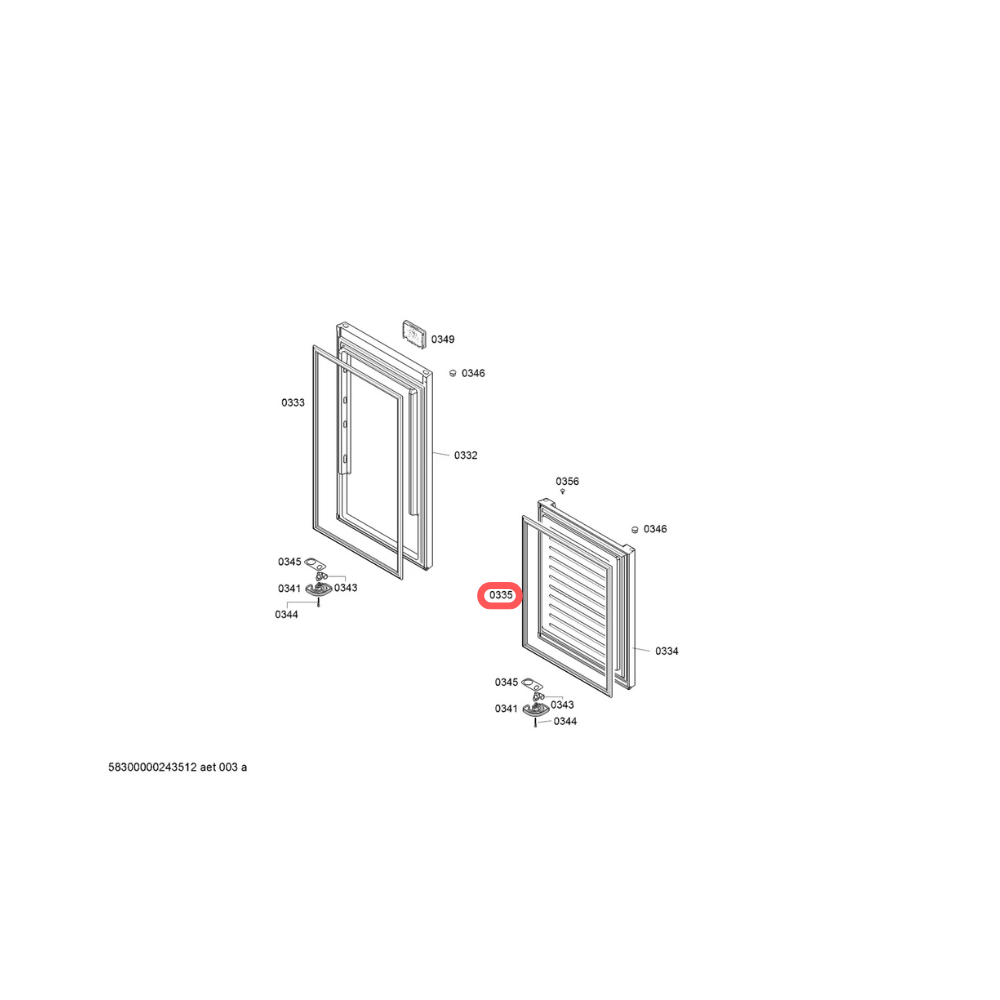 260213197 Burlete puerta congelador combi no frost 70cm ancho Bosch KGN493IDA