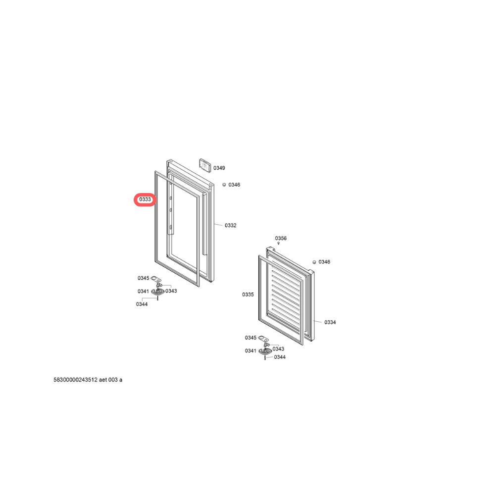 260213198 Burlete puerta refrigerador combi no frost 70cm ancho Bosch KGN493IDA