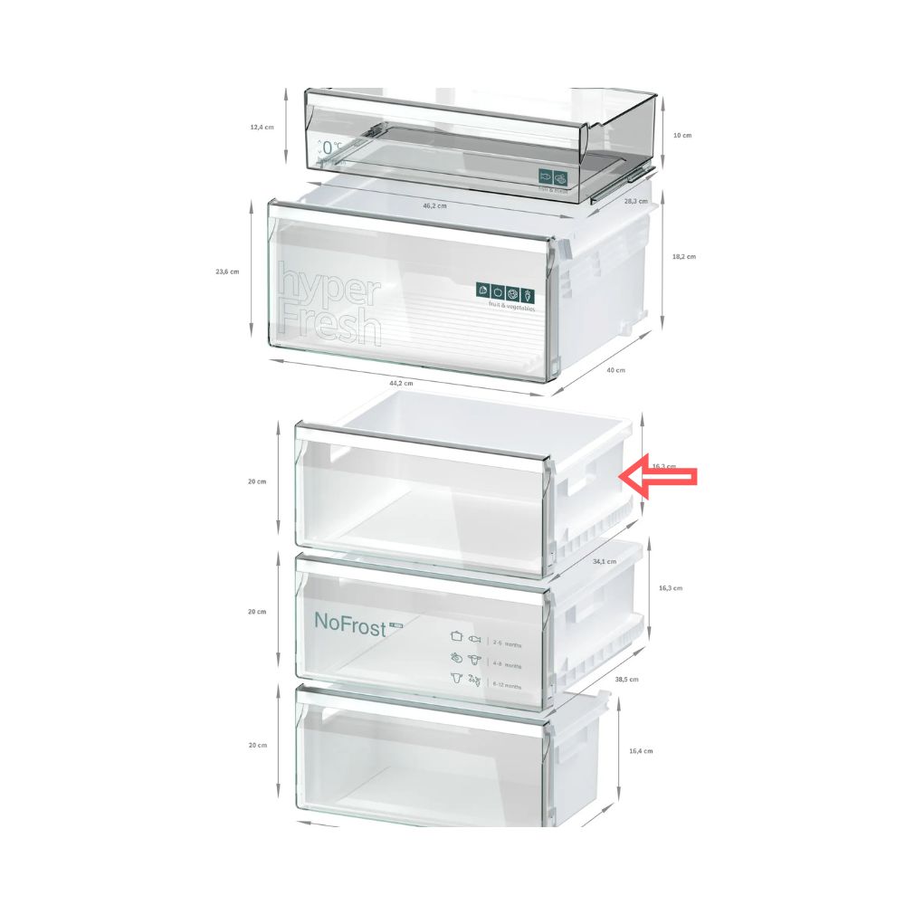260213225 Cajón congelador superior combi no frost Siemens KG39NVWCF