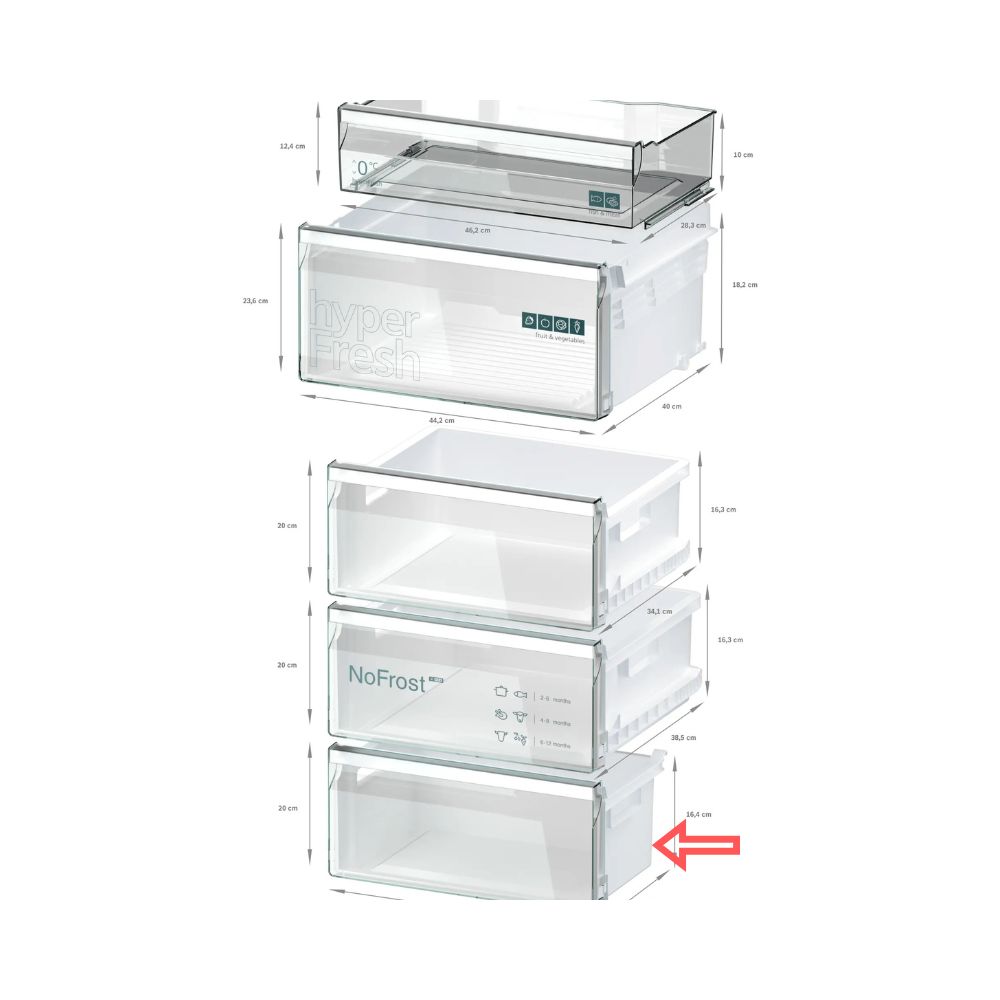 260213227 Cajón congelador inferior combi no frost Siemens KG36N2WCF