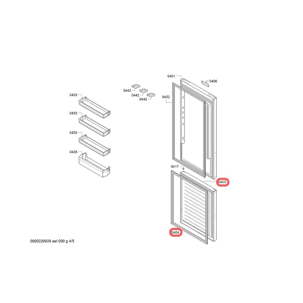 260213249 Puerta congelador combi no frost Bosch KGN392LAG